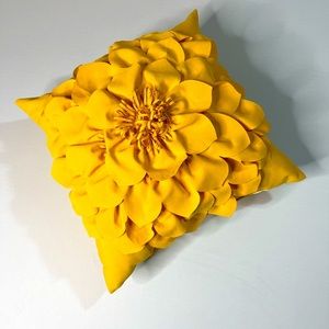 18x18 Yellow indoor outdoor throw pillow.